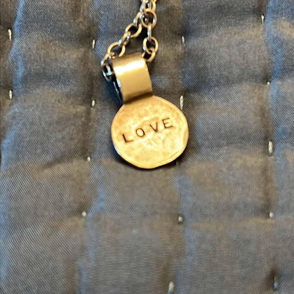 Silver stamped love/destiny necklace